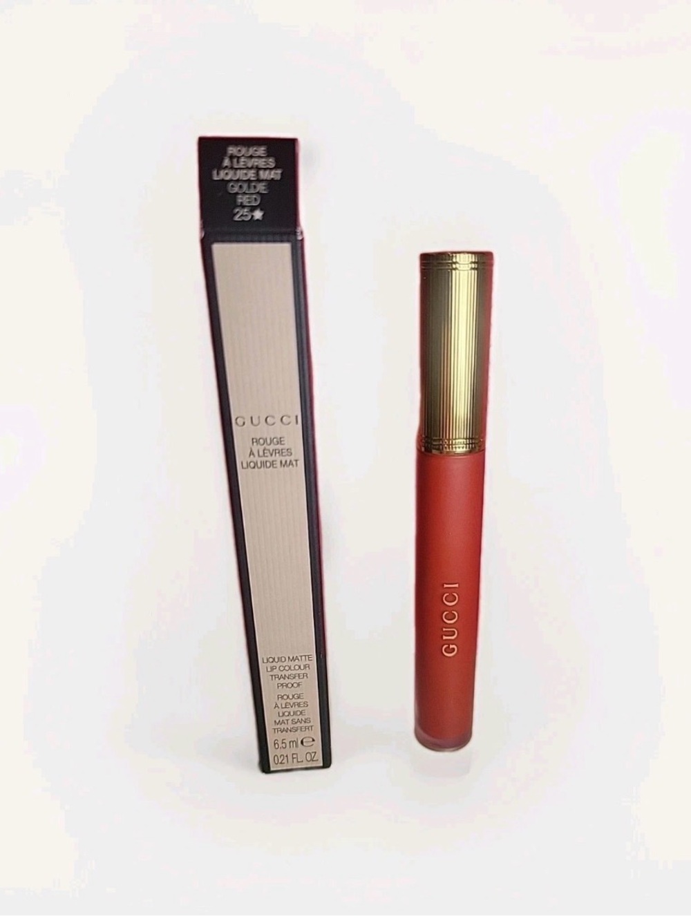 Gucci Rouge A Levres Liquide Mat Lip Color 25 Goldie Red NEW IN BOX